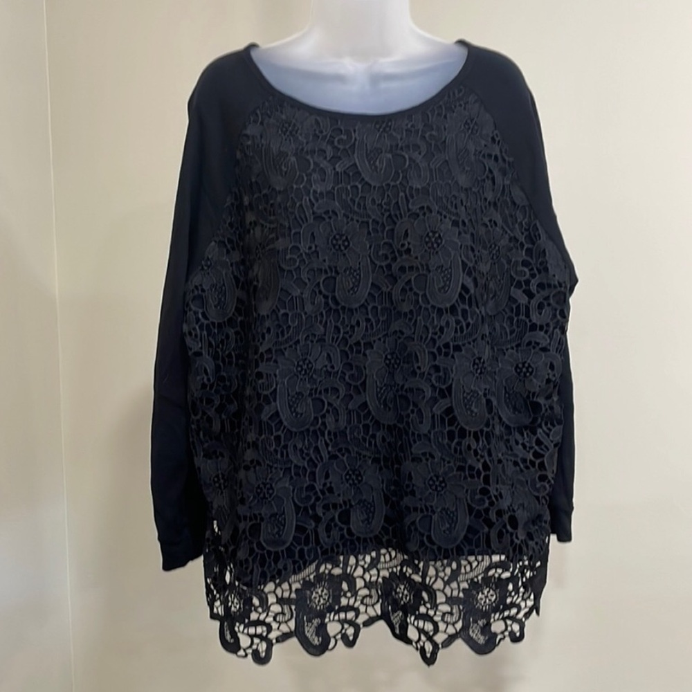 Adrianna Papell Elegant Black Lace Women's Top XXL - Picture 3 of 16